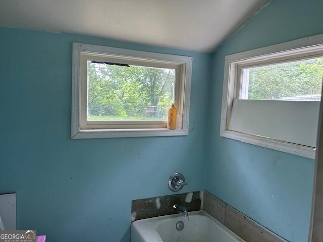 680 Thomas Rd, Trion, GA 30753 - full bath featuring healthy amount of natural light, a bath, and vaulted ceiling