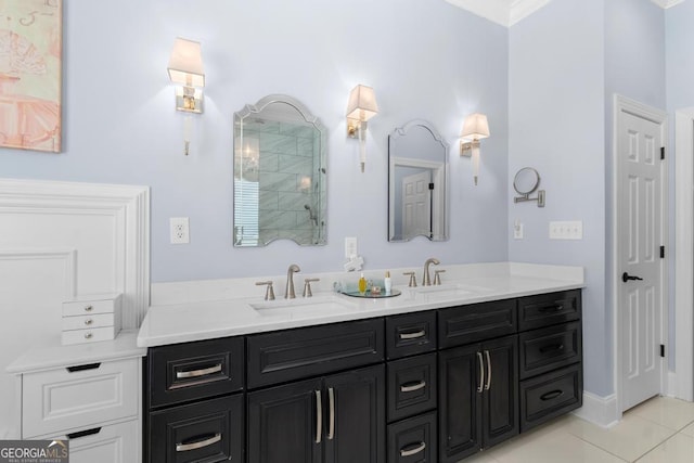 1413 N Walkers Mill Rd, Griffin, GA 30223 - full bath featuring double vanity, tiled shower, and tile patterned flooring