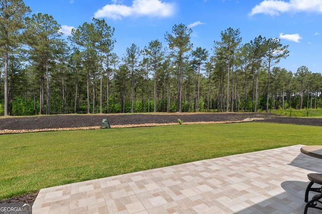 1413 N Walkers Mill Rd, Griffin, GA 30223 - view of green lawn featuring a forest view and a patio