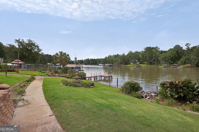 106 Oak Ln, Eatonton, GA 31024 - dock featuring a lawn and a water view