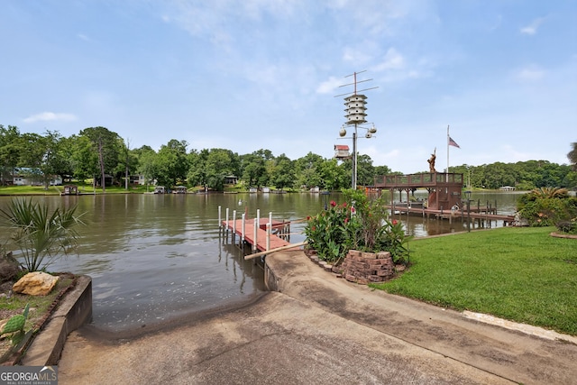 106 Oak Ln, Eatonton, GA 31024 - dock featuring a boat ramp, a water view, and a yard