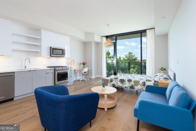788 W Marietta St NW Unit 212, Atlanta, GA 30318 - living room featuring light wood finished floors and baseboards