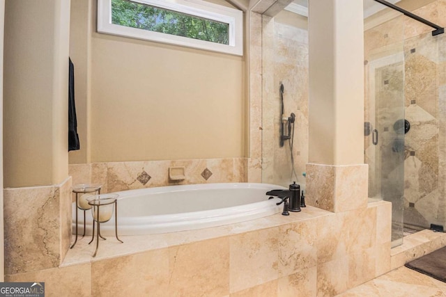 287 Scenic Falls Blvd, Hoschton, GA 30548 - bathroom with a bath and a shower stall