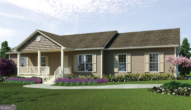 230 Vaughn Cir, Griffin, GA 30223 - view of front of home featuring a front yard, covered porch, and a shingled roof