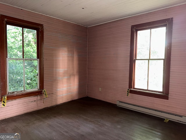104 W Mauldin St, Walhalla, SC 29691 - spare room featuring a baseboard heating unit, healthy amount of natural light, and dark wood finished floors