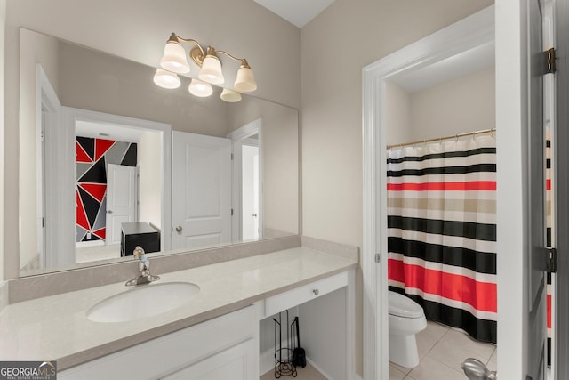 4130 Millbrook Ct, Suwanee, GA 30024 - bathroom with vanity, tile patterned flooring, and curtained shower