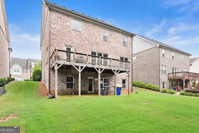 4130 Millbrook Ct, Suwanee, GA 30024 - back of property with brick siding, a yard, and a deck