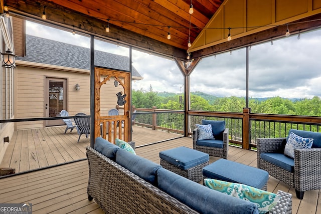 899 Ridge Pointe Way, Blairsville, GA 30512 - wooden terrace with an outdoor living space