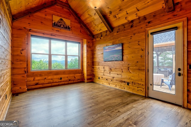 899 Ridge Pointe Way, Blairsville, GA 30512 - spare room featuring wooden walls, wood finished floors, and wooden ceiling