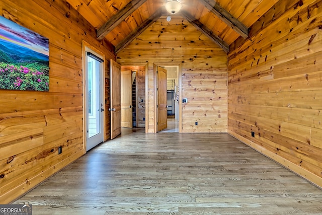 899 Ridge Pointe Way, Blairsville, GA 30512 - empty room with wood ceiling, wooden walls, and wood finished floors
