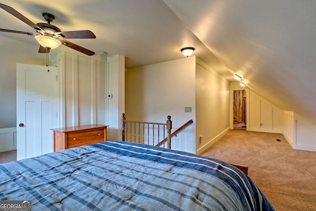 899 Ridge Pointe Way, Blairsville, GA 30512 - unfurnished bedroom with vaulted ceiling, light colored carpet, and ceiling fan