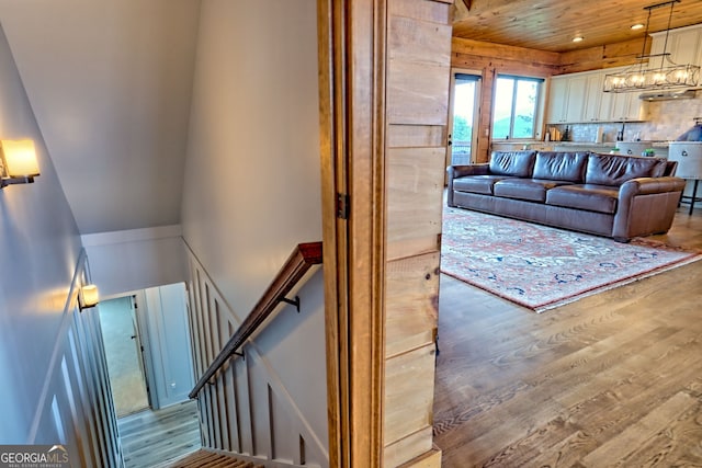 899 Ridge Pointe Way, Blairsville, GA 30512 - living area with light wood-style floors and wooden ceiling