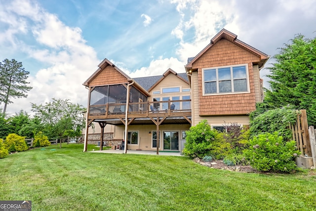 899 Ridge Pointe Way, Blairsville, GA 30512 - rear view of property with a patio area, a sunroom, a yard, and a deck
