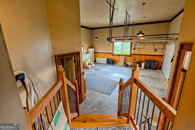899 Ridge Pointe Way, Blairsville, GA 30512 - staircase with a wainscoted wall and crown molding