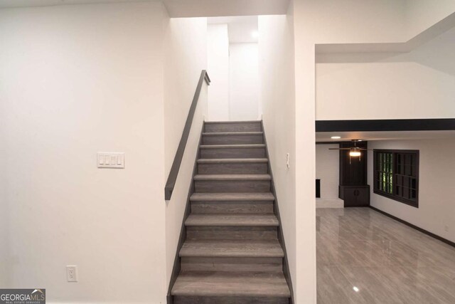 69 N Hearn Rd, Ellenwood, GA 30294 - stairway featuring marble finish floors