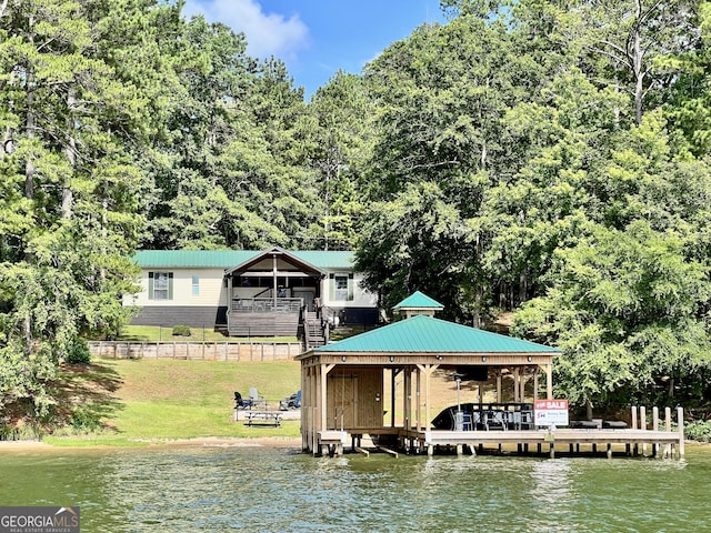 321 Barbara Point Rd, Sparta, GA 31087 - dock area featuring a water view and boat lift