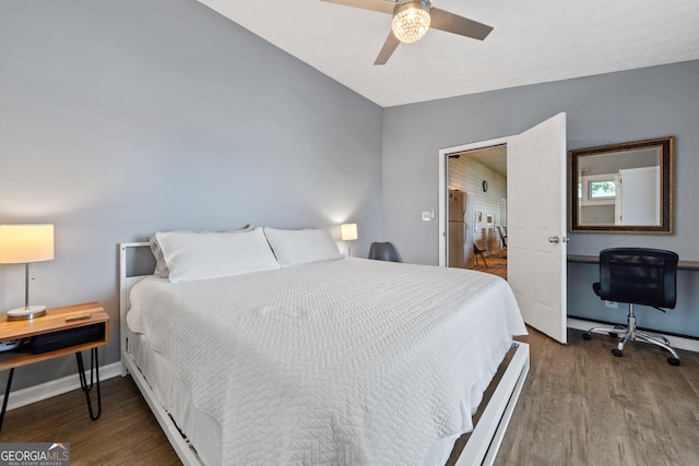 321 Barbara Point Rd, Sparta, GA 31087 - bedroom with wood finished floors, a desk, and ceiling fan