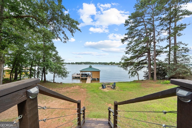 321 Barbara Point Rd, Sparta, GA 31087 - view of green lawn featuring a water view and a boat dock