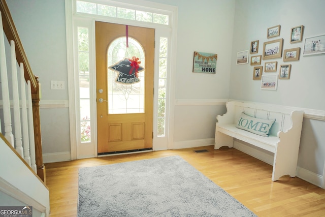 361 Fairway Cir, Monroe, GA 30656 - entrance foyer with stairway and wood finished floors