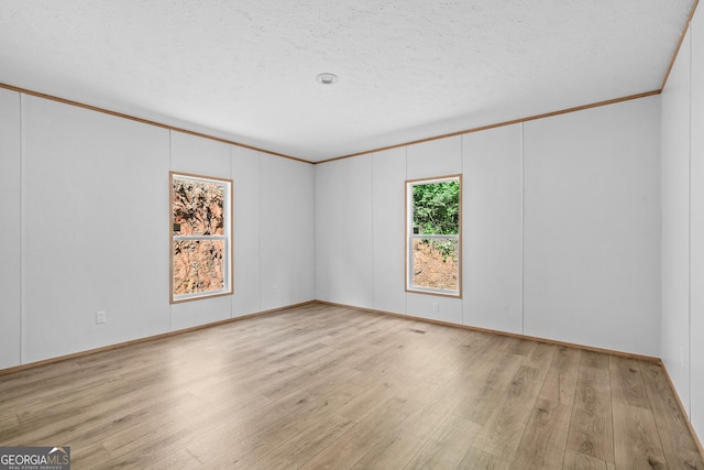 134 Double Line Rd, Ellijay, GA 30540 - unfurnished room with light wood-type flooring, ornamental molding, and a textured ceiling