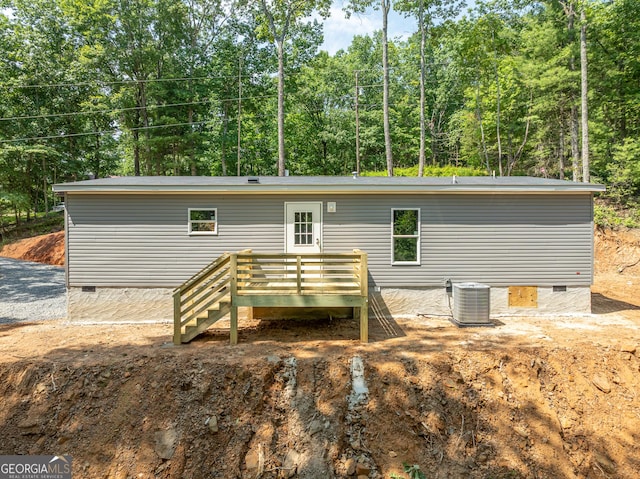 134 Double Line Rd, Ellijay, GA 30540 - back of property featuring crawl space and a wooden deck