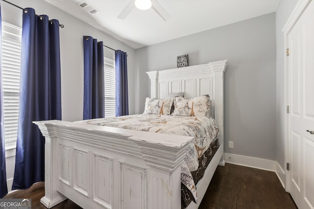 1967 Cogar Dr, Decatur, GA 30032 - bedroom featuring dark wood-style floors and ceiling fan