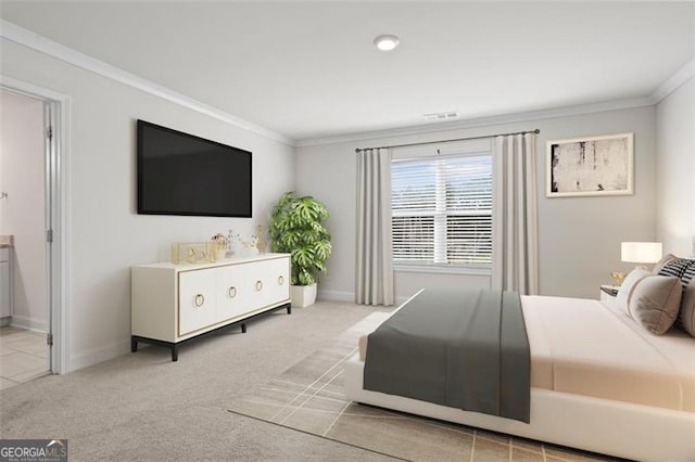 3382 Monarch Ave, Duluth, GA 30096 - carpeted bedroom with crown molding and ensuite bath