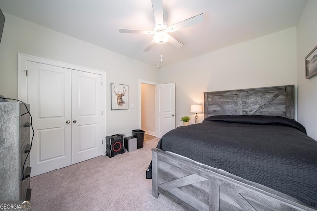 96 Cypress Trl, Fortson, GA 31808 - bedroom with carpet flooring, a closet, and a ceiling fan