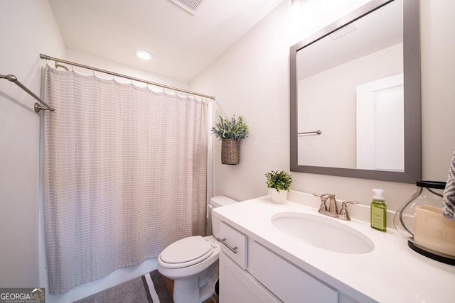 96 Cypress Trl, Fortson, GA 31808 - bathroom with vanity, shower / bath combo, and recessed lighting