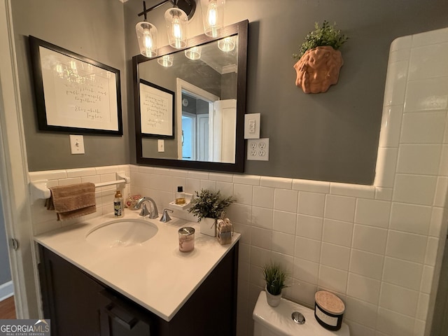 604 Spencer St, Barnesville, GA 30204 - half bathroom with vanity and tile walls
