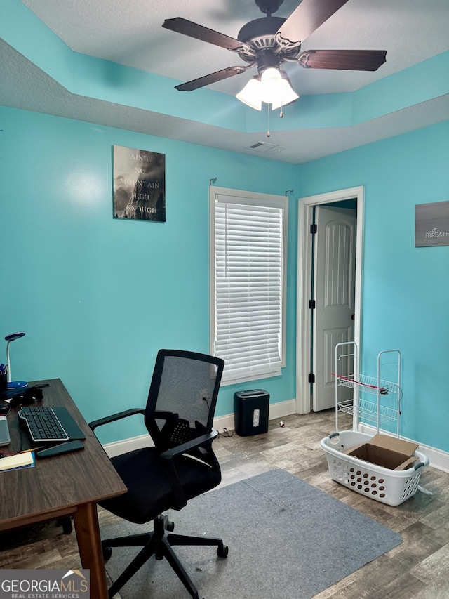 139 Raymond Cir, Warner Robins, GA 31088 - home office with wood finished floors and ceiling fan