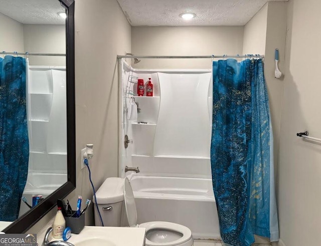 2433 Robin Ridge Dr, Dacula, GA 30019 - bathroom with a textured ceiling, shower / bath combo with shower curtain, and vanity