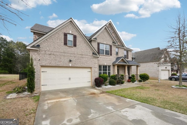 3225 Alhambra Cir, Hampton, GA 30228 - view of front of property featuring brick siding, concrete driveway, a garage, and a front yard