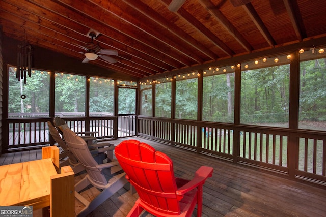 3470 Hill Ln, Acworth, GA 30102 - sunroom with ceiling fan, vaulted ceiling, and plenty of natural light