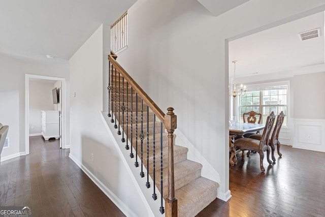 1238 New Liberty Way, Braselton, GA 30517 - stairway with a chandelier and hardwood / wood-style floors