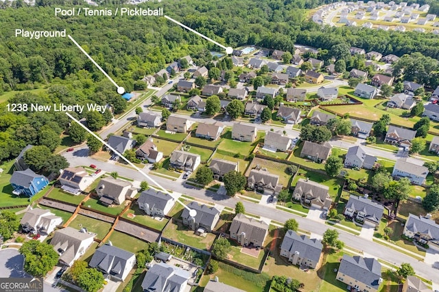 1238 New Liberty Way, Braselton, GA 30517 - aerial view of property and surrounding area with nearby suburban area