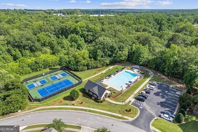 1238 New Liberty Way, Braselton, GA 30517 - aerial view of a heavily wooded area and a pool area
