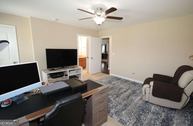 2311 Arnold Palmer Way, Duluth, GA 30096 - home office featuring light colored carpet and ceiling fan