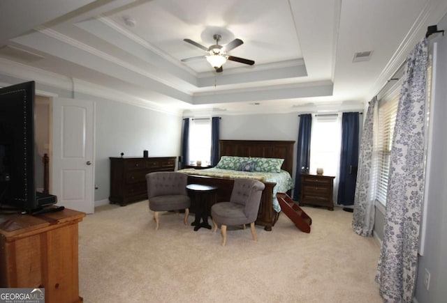 2311 Arnold Palmer Way, Duluth, GA 30096 - bedroom featuring a raised ceiling, light colored carpet, and crown molding