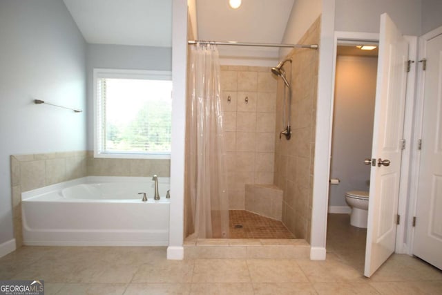 2311 Arnold Palmer Way, Duluth, GA 30096 - full bathroom featuring a bath, tiled shower, and tile patterned floors
