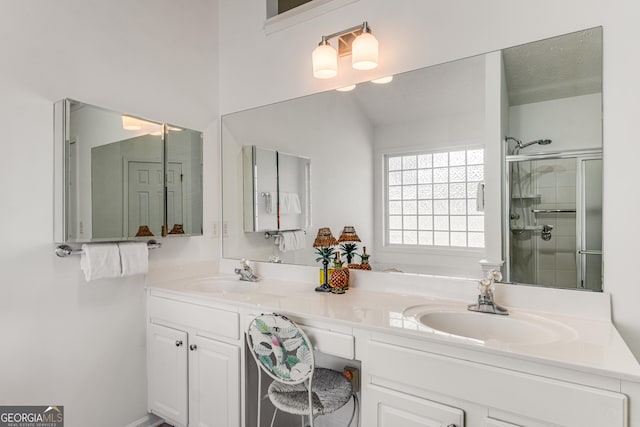 14 Winter Ln, Newnan, GA 30265 - full bathroom featuring double vanity and a shower with shower door