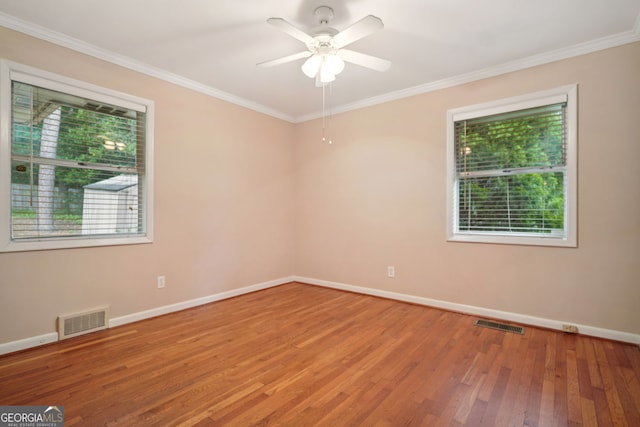 2790 Laurel Ridge Dr, Decatur, GA 30033 - unfurnished room with wood-type flooring, crown molding, and a ceiling fan
