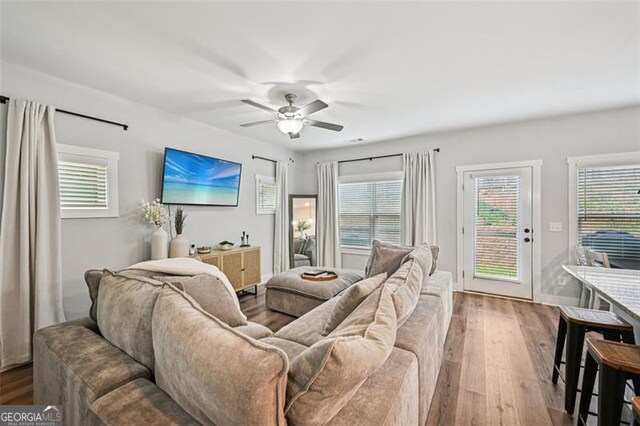 5 Towne Villas Dr, Jasper, GA 30143 - living area with wood finished floors and ceiling fan