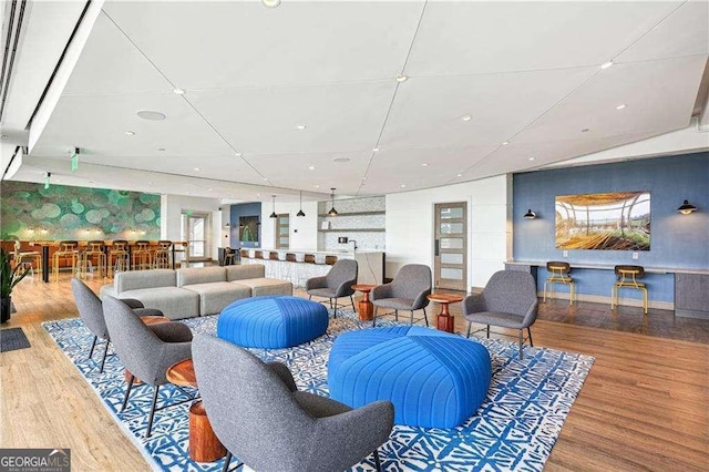 943 Peachtree St NE Unit 902, Atlanta, GA 30309 - living room with wood finished floors and recessed lighting