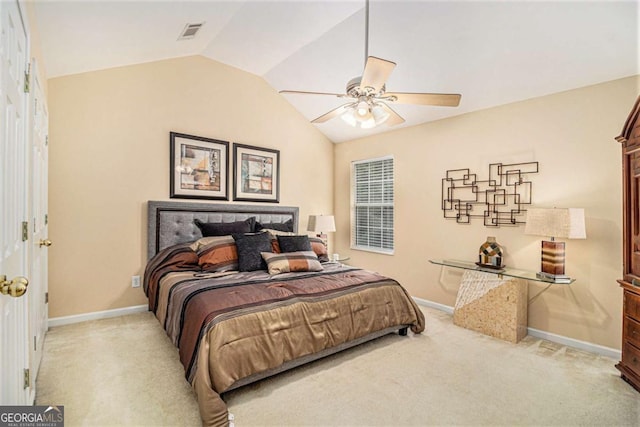 2437 Charleston Pointe Ct SE, Atlanta, GA 30316 - carpeted bedroom with lofted ceiling and a ceiling fan