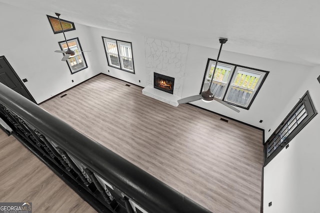 50 Hearthstone Dr, Newnan, GA 30263 - living area with wood finished floors and a fireplace