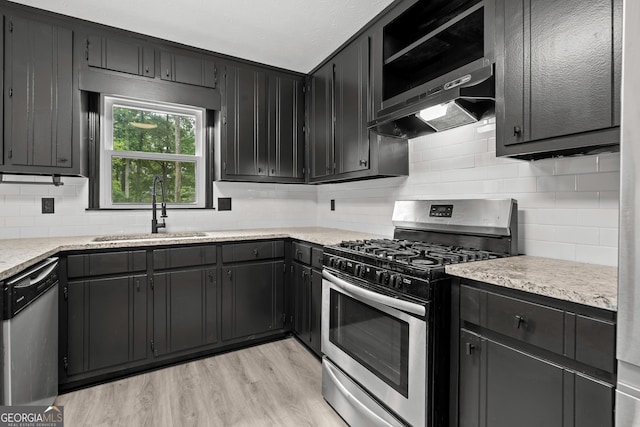 50 Hearthstone Dr, Newnan, GA 30263 - kitchen featuring appliances with stainless steel finishes, backsplash, light countertops, and light wood finished floors