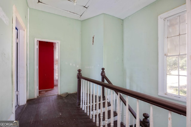 67 Main St, Lumpkin, GA 31815 - hall with hardwood / wood-style floors, an upstairs landing, and attic access