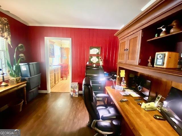 1812 Morgan Cantey Dr, Lanett, AL 36863 - office featuring dark wood-style floors and ornamental molding