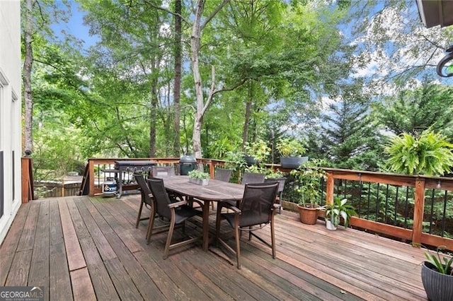 4300 May Apple Dr, Alpharetta, GA 30005 - deck with outdoor dining area and view of scattered trees